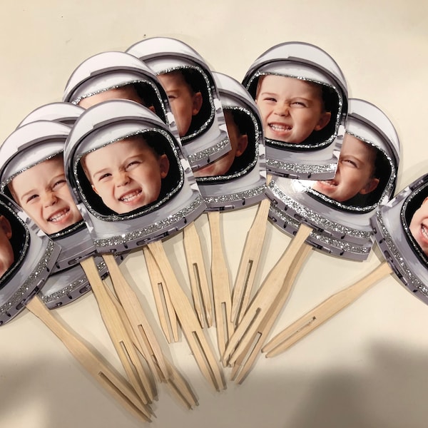Space photo cupcake toppers . set of 12 with glossy finish.