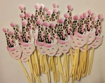 Giraffe print photo cupcake toppers. set of 12. Waterproof with glossy finish.