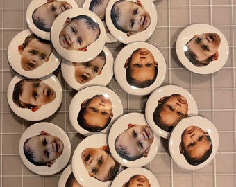 Custom pin backs using one photo.  (Set of 6)  sized at  1.25" or 2.25" each.