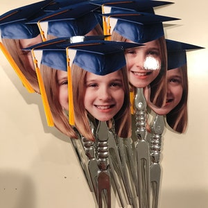 Personalized graduation hat photo cupcake toppers set of 12 waterproof with glossy finish. image 8