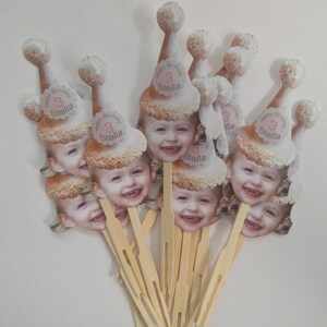 photo birthday cupcake toppers. set of 12. Waterproof with glossy finish