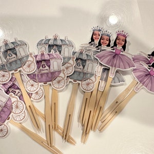 Princess balerina birthday photo cupcake toppers sets of 12. Waterproof with glossy finish. any age and color image 3