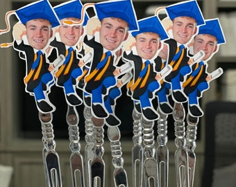 Graduation Full body photo cupcake toppers or drink stir sticks set of 12 Waterproof with glossy finish.