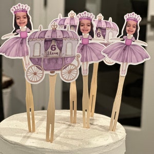 Princess balerina birthday photo cupcake toppers sets of 12. Waterproof with glossy finish. any age and color image 2
