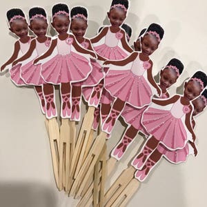 Ballerina themed birthday photo cupcake toppers. set of 12 with glossy finish.