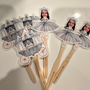 Princess balerina birthday photo cupcake toppers sets of 12. Waterproof with glossy finish. any age and color image 5