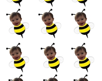 Adornos para cupcakes con fotos digitales DIY. ABEJA. Archivo imprimible.