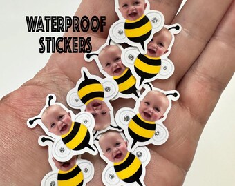 Pegatinas de abeja en vinilo impermeable con acabado brillante.