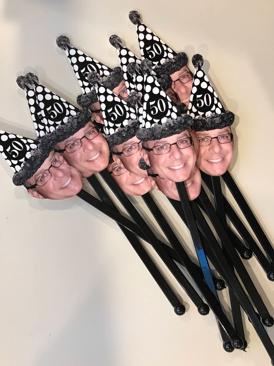 Over the Hill Birthday Hat Photo Cupcake Toppers or Drink