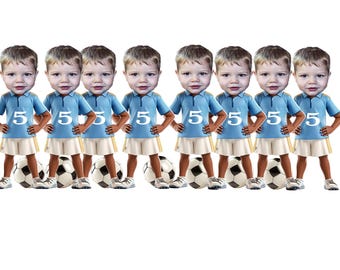 Adornos para cupcakes con foto de fútbol personalizados. Juego de 12 con acabado brillante.