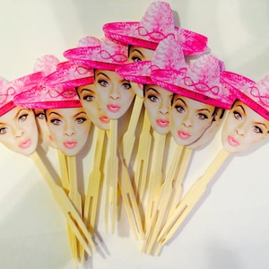 Personalized Mexican hat sombrero photo cupcake toppers. set of 12. Waterproof with glossy finish