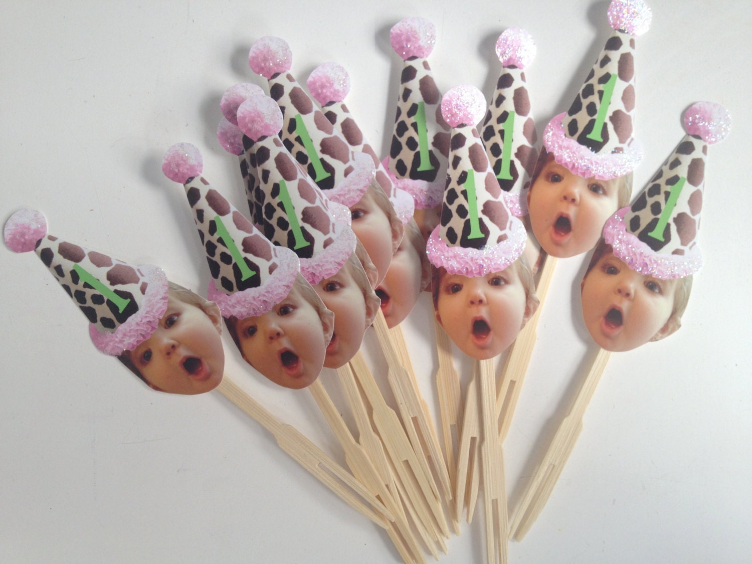 Giraffe Print Photo Cupcake Toppers | Etsy