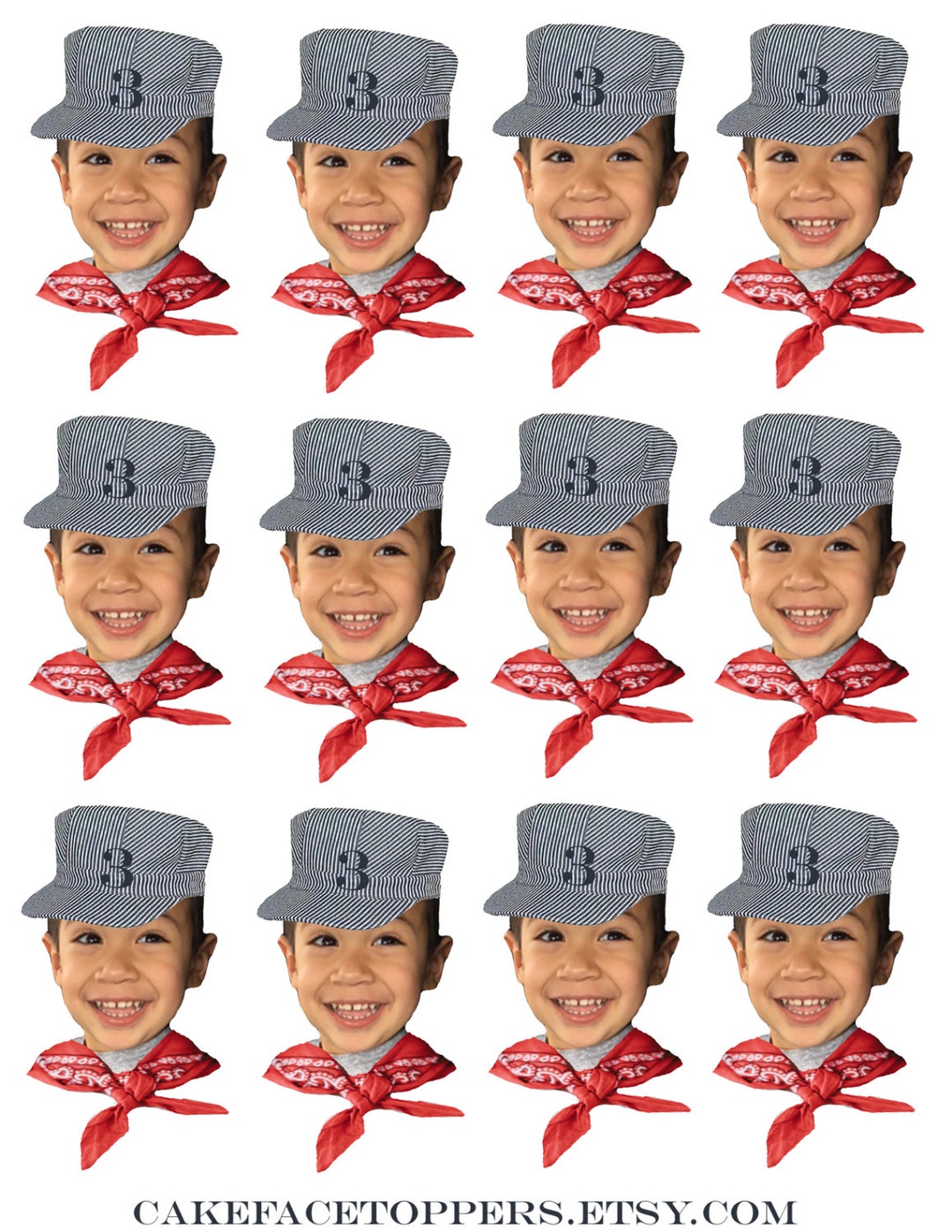 DIY Printable Train Conductor Hat and Scarf Photo Cupcake Toppers