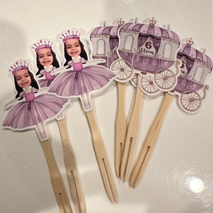 Princess balerina birthday photo cupcake toppers sets of 12. Waterproof with glossy finish. any age and color image 4