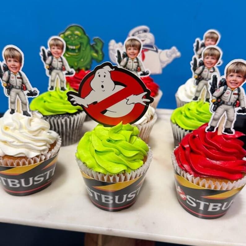 Personalized Ghost Plus Busters Photo Cupcake Toppers . Set of 12 With ...