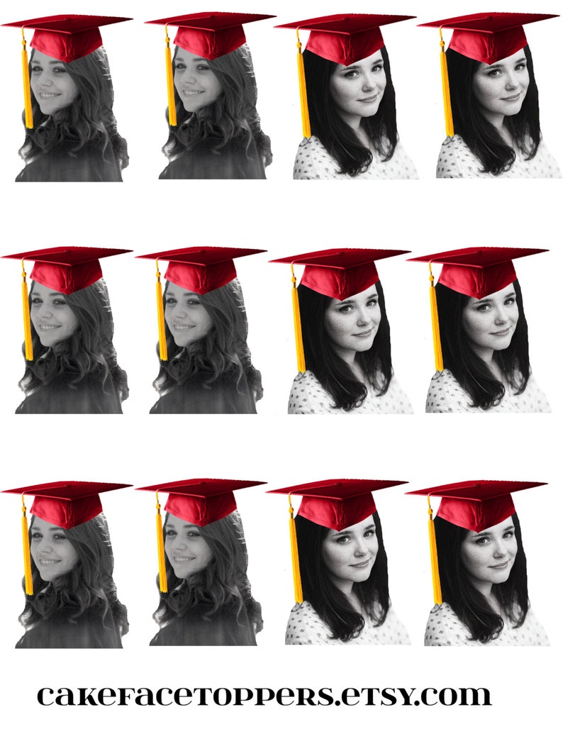 Printable PDF Do It Yourself Personalized Graduation Hat Photo Cupcake ...