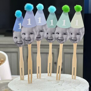 Pastel Rainbow face cupcake toppers. set of 12