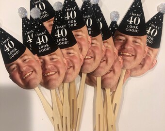Over the hill cupcake toppers or drink stirrers . Any age added set of 12. Waterproof with glossy finish.