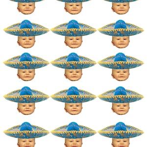 Printable DIY Do it yourself Personalized mariachi Mexican party photo cupcake toppers .