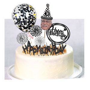 Personalized photo cake topper package rose gold or black