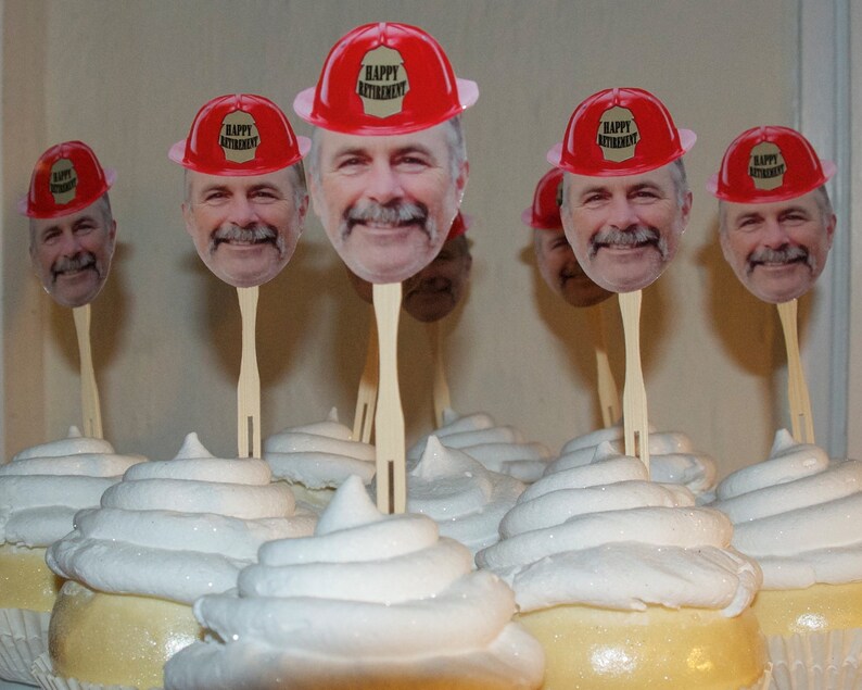 Personalized Fireman hat photo birthday cupcake toppers Etsy