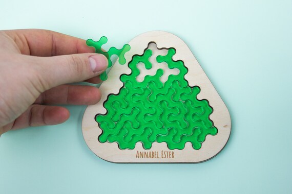 Groen Doorzichtig Small Fractal Jigsaw Puzzel Gemaakt Met Laser
