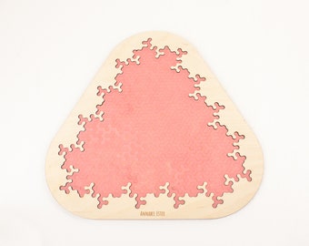 Pink with satin finish - Large fractal jigsaw puzzle made with laser cut made off recycled acrylic plexiglass