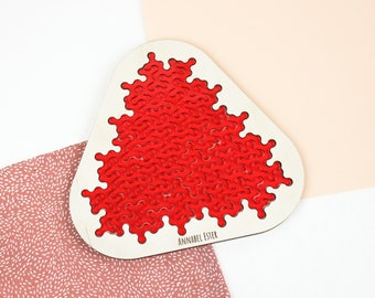 Red transparent - Medium fractal jigsaw puzzle made with laser cut made off recycled acrylic plexiglass