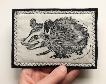 Handmade No Text Opossum Patch - Possum accessories - Opposum - possums - wildlife accessories - animal patches - iron on patch - sew on