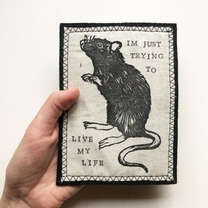 Handmade Rat Patch - Rat Patch - Rat Accessories - Animal Patches - Iron on Patches - Iron on Rat Patch - Sew on Rat Patch - Sew on Patch