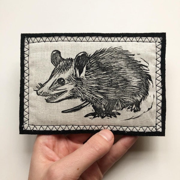 Handmade No Text Opossum Patch - Possum accessories - Opposum - possums - wildlife accessories - animal patches - iron on patch - sew on