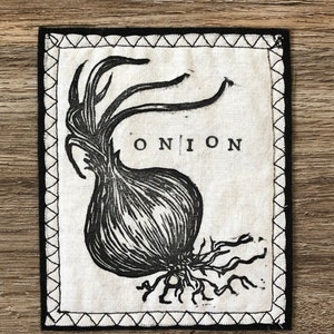 Onion Handmade Patch - Iron on - Sew on - Block Printed