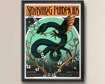 Affiche officielle du concert des Smashing Pumpkins - The World Is A Vampire 2023 Tour - Bristow, Virginie - Signée et numérotée par l'artiste (moi !)