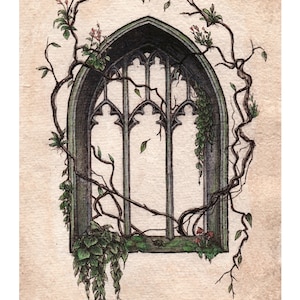 Impression d&#39;arche de fenêtre gothique - Impression de la nature - Impression d&#39;art architecture - 7,5 x 11 pouces - Architecture gothique - Impression d&#39;art Dark Academia -