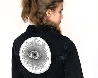 Large Patch with Eye - Iron on Eye Patch - Statement Patch - Large Jacket Patch - Handmade Patch - Handmade - Sew-on Patch - Eye