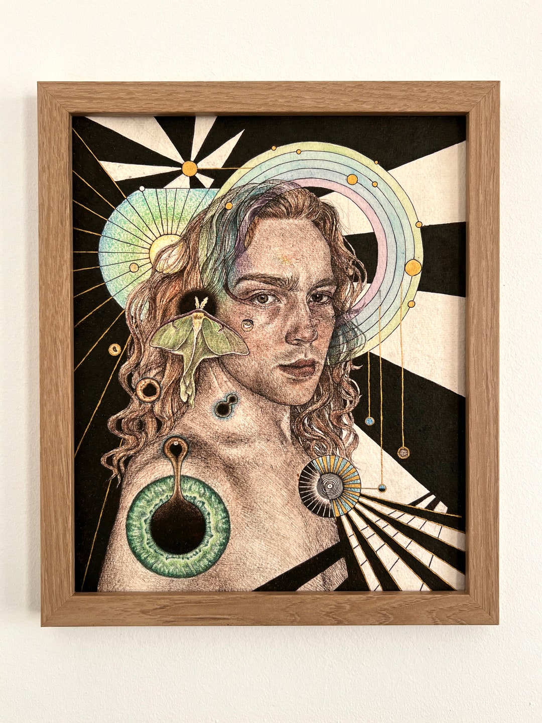 Original Mixed Media Illustration Drawing Trippy Art Psychedelic Art