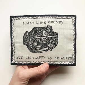 Handmade Toad Patch - Iron on toad patch - sew on toad patch - frog patch - iron on frog patch - sew on frog patch - jacket patch - sew on