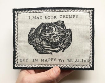 Toppa fatta a mano a forma di rospo - Stirabile - Cucibile - Stampata a blocchi - Rana