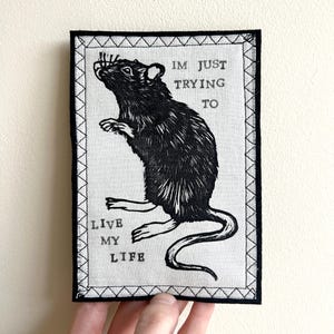 Handgemaakte Rat-patch - opstrijkbaar - naai - blokbedrukt