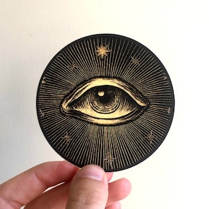 Golden Eye Vinyl Sticker - All Seeing Eye Vinyl Sticker - Celestial Sticker - Radiating Eye Sticker - Celestial - Occult