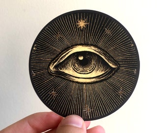 Golden Eye Vinyl Sticker - All Seeing Eye Vinyl Sticker - Celestial Sticker - Radiating Eye Sticker - Celestial - Occult