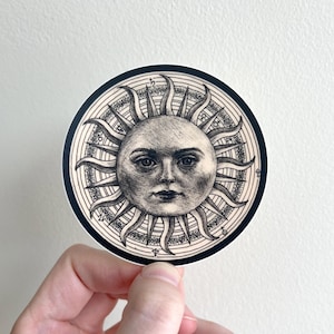 Naklejka winylowa z motywem słońca i astrologii – Astronomia, Alchemia, Sztuka Słońca