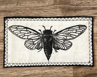 Cicada Handmade Patch - Iron on - Sew on - Block Printed