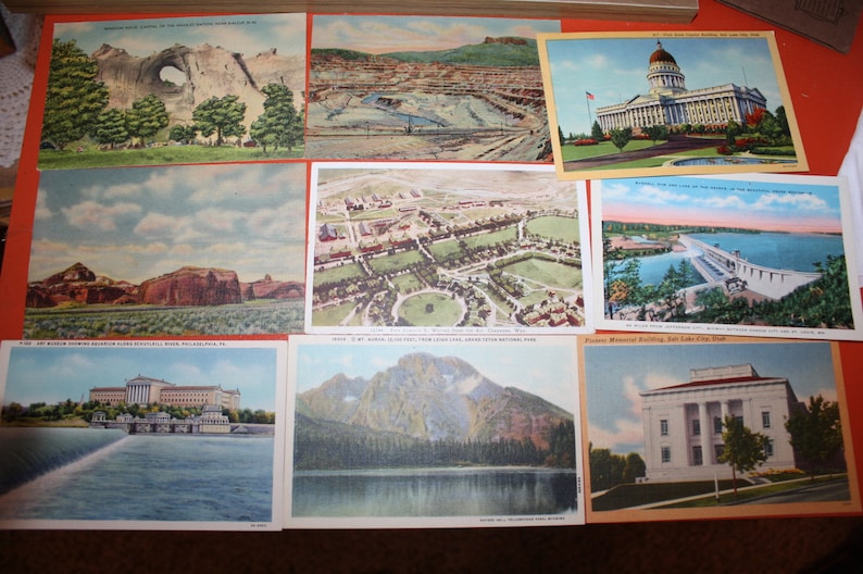 eclectic mix unused Lot of 9 vintage postcards
