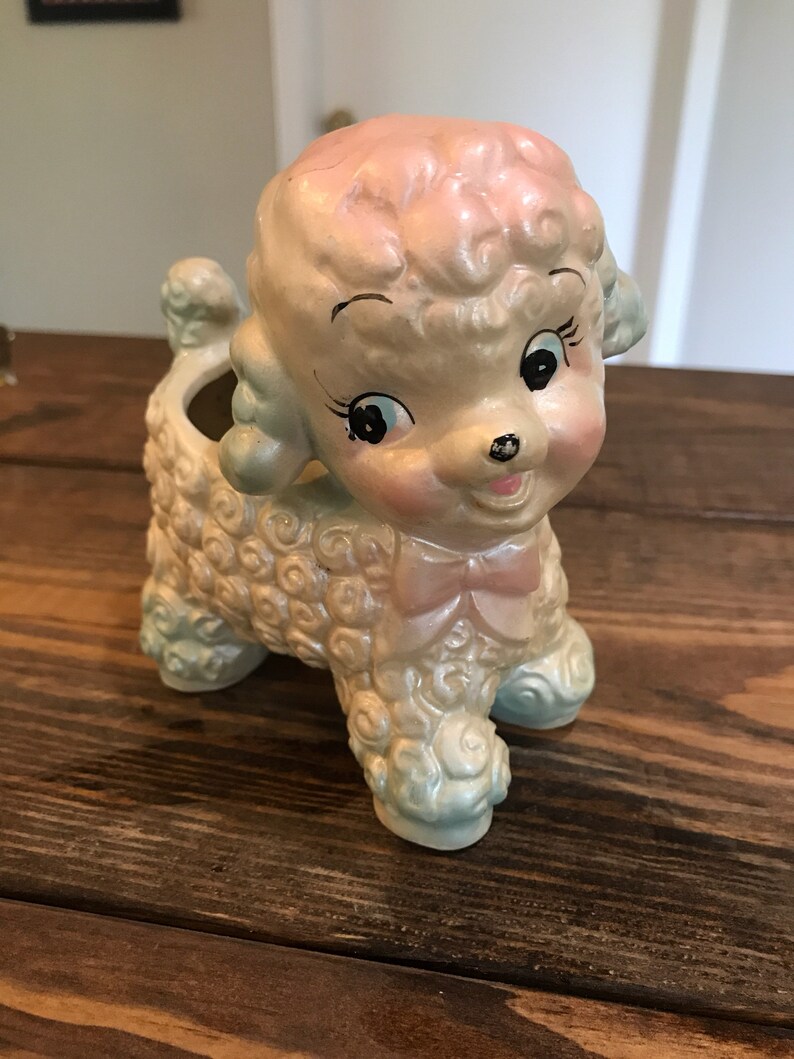 Vintage ceramic hand painted lamb indoor planter.