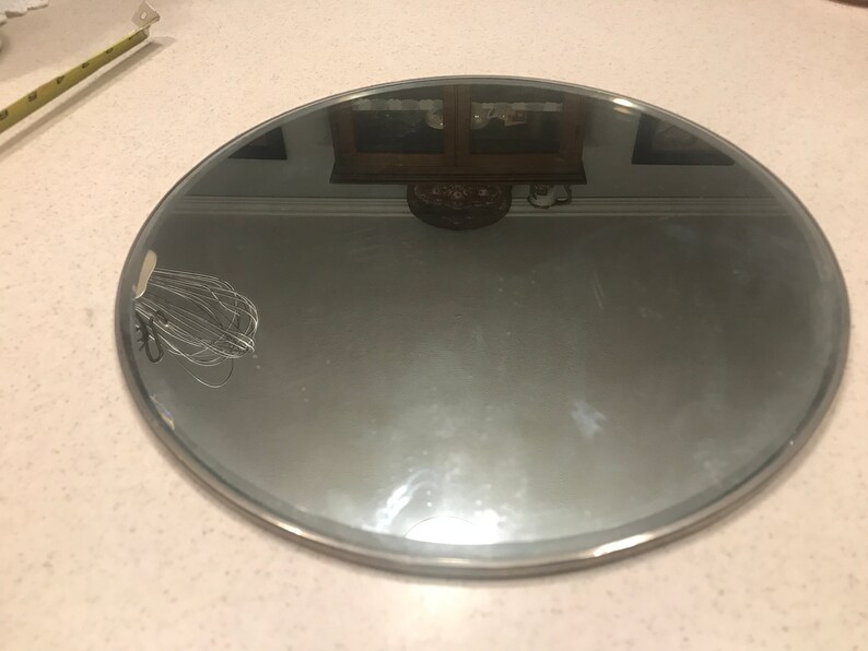 Large Round Mirrored Tray Serving Decor Party Large Round Mirrored Tray Serving