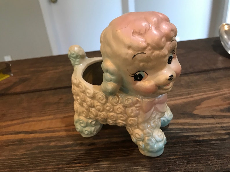 Vintage ceramic hand painted lamb indoor planter.