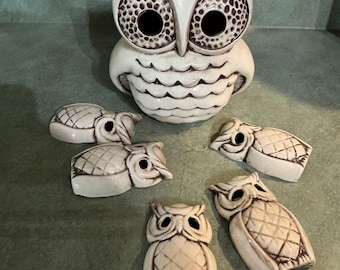 Vintage MCM owl windchime. Vintage owl collectibles.