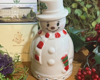 RARE Belleek Snowman bell; stocking ornament. Ireland, Christmas, Irish decor