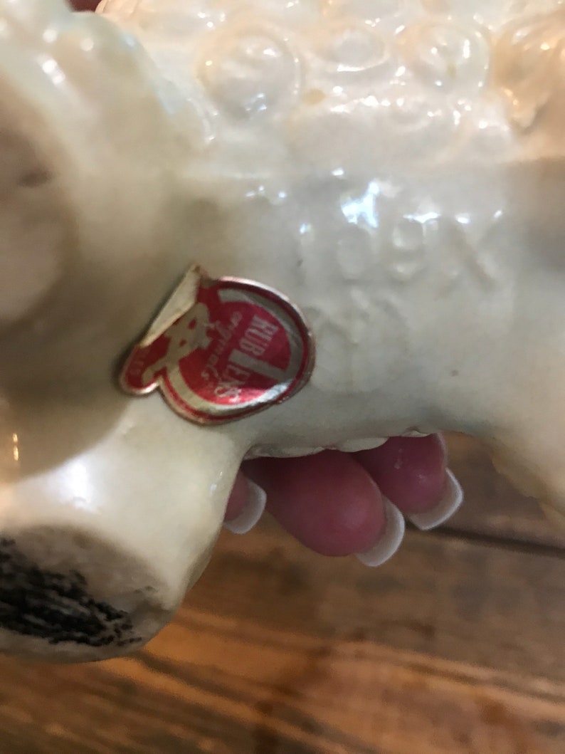 Vintage ceramic hand painted lamb indoor planter.